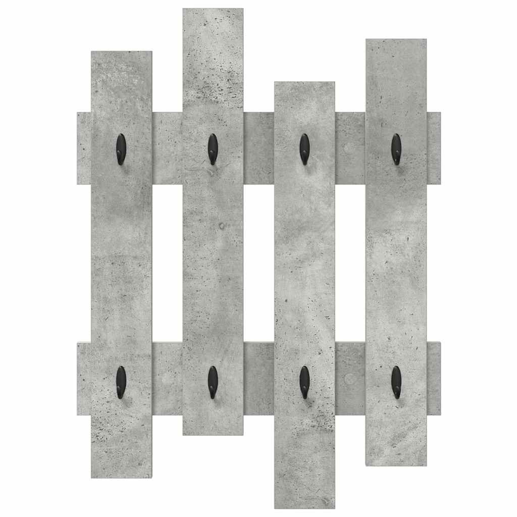věšák, nástěnný, 4 prkna, háčky, kompozitní dřevo, 82x60x3 cm, beton šedá, TK20260008