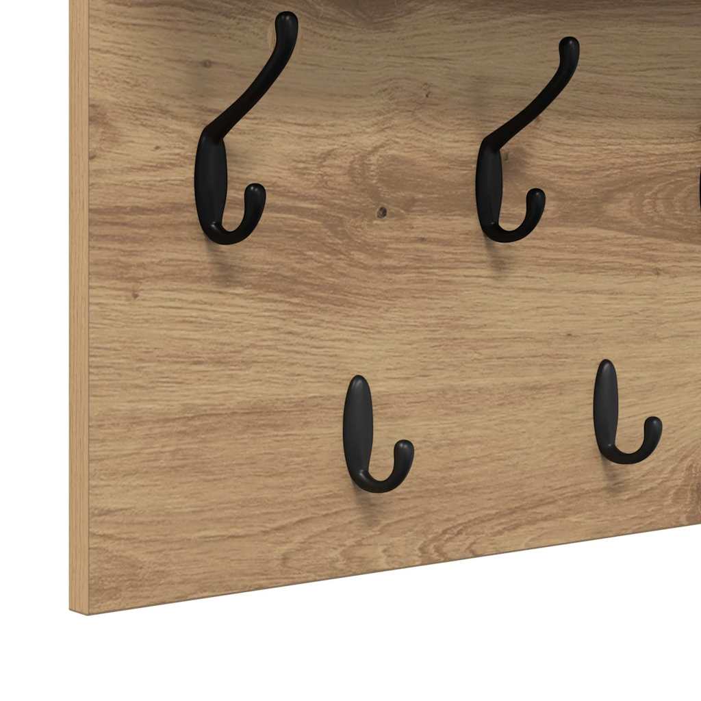 věšák, nástěnný, 1 prkno, háčky, kompozitní dřevo, 40x60x12 cm, dub artisan, TK20260017