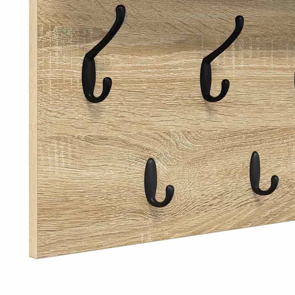 věšák, nástěnný, 1 prkno, háčky, kompozitní dřevo, 40x100x12 cm, dub sonoma, TK20260019
