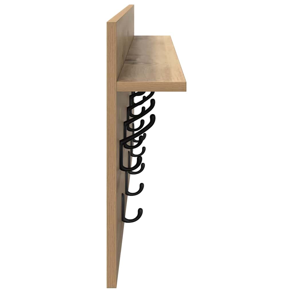 věšák, nástěnný, 1 prkno, háčky, kompozitní dřevo, 40x100x12 cm, dub artisan, TK20260019