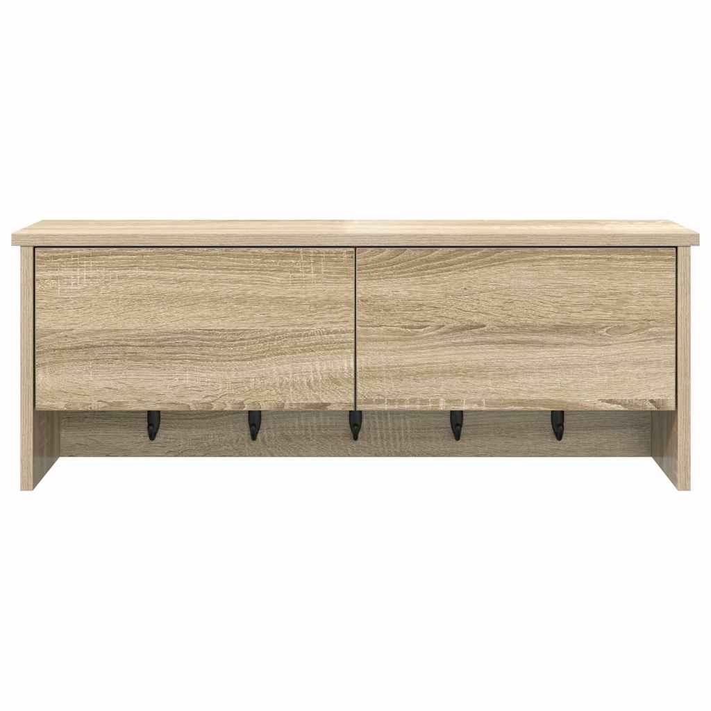 věšák, nástěnný, s dvířky, háčky, kompozitní dřevo, 30x80x20 cm, dub sonoma, TK20260024