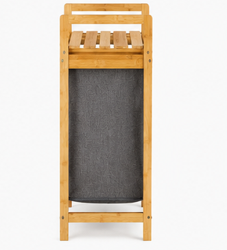 koš na prádlo, objedm 85 l, bambus/látka, 73x64x33 cm, přírodní/šedá, KP20260030