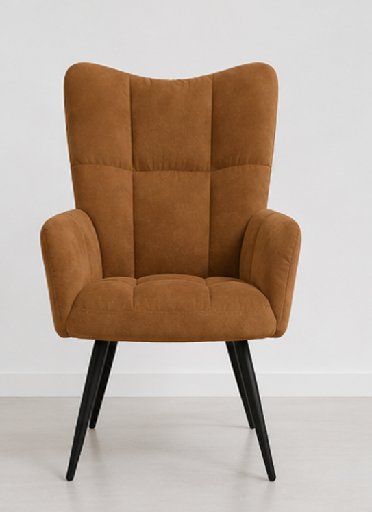 křeslo relaxační, odpočinkové, ušák, kov/samet, 98x63x69 cm, černá/hnědá, KR20260009