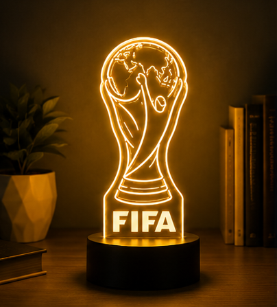 stolní LED světlo, dekorativní, noční, trofej FIFA MS 2026, 19x10x8 cm, plast, více barev, LS20260009