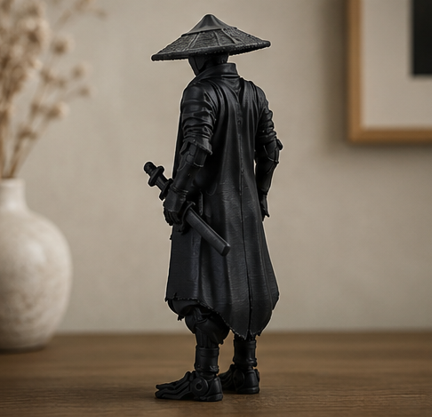 soška, dekorativní, ronin, orient, 10x4 cm, pryskyřice, černá, SF20260014