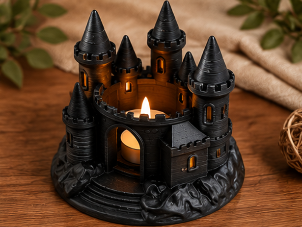 svícen, gotický styl, plast, 11x7x7 cm, černá, SD20260008