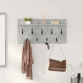 věšák, nástěnný, 1 prkno, háčky, kompozitní dřevo, 40x80x12 cm, beton šedá, TK20260018