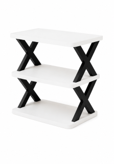 botník, 3 patra, plast, 34x24x26 cm, bílá/černá, BB20260051